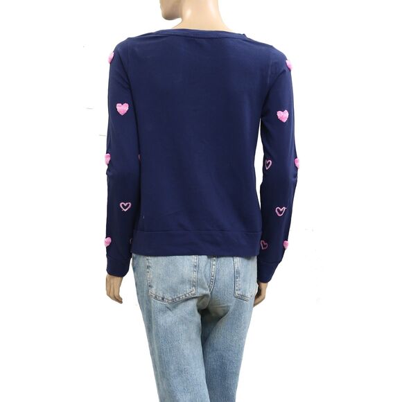 Lilly Pulitzer Rami Sweatshirt Pullover Top Heart Embroidered Cotton XS 279763 - Picture 7 of 10